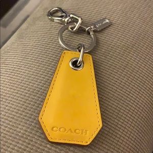 Yellow Leather Coach bottle opener key chain